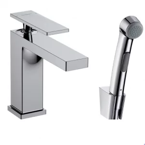 HANSGROHE 73210000 Tecturis E Jednouchwytowa bateria umywalkowa 110 z główką Bidetta i wężem prysznicowym 160 cm Chrom - Baterie umywalkowe - miniaturka - grafika 1
