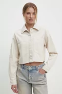 Kurtki damskie - Answear Lab kurtka jeansowa damska kolor beżowy przejściowa - miniaturka - grafika 1