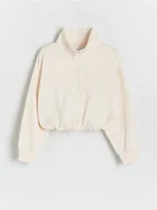Bluzki dla dziewczynek - Reserved - Bawełniana bluza - złamana biel - miniaturka - grafika 1