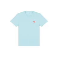 Koszulki męskie - Wrangler Męski t-shirt Sign Off Tee, Canal Blue, XL - miniaturka - grafika 1
