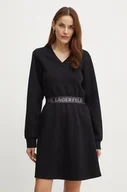 Sukienki - Karl Lagerfeld sukienka kolor czarny mini rozkloszowana 246W1312 - miniaturka - grafika 1