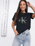 Koszulki i topy damskie - ﻿Koszulka Damska Calvin Klein Czarny t-shirt damski, okrągły dekolt, S - miniaturka - grafika 1