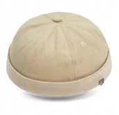Czapki i chusty sportowe męskie - Czapka DOKERKA krótka leonka bez daszka JASNOBEŻOWA Pako Jeans - miniaturka - grafika 1