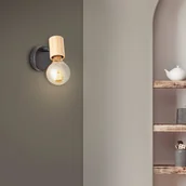 Lampy ścienne - Brilliant Reflektor ścienny Kerry, czarny/naturalny, szerokość 9 cm, bambus - miniaturka - grafika 1