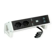 Listwy zasilające - BACHMANN DESK2 2xCH 1xUSB A/C 22W, 0,2m GST18 RAL9010 Szwajcaria - miniaturka - grafika 1
