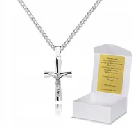 Biżuteria dla dzieci - 925 Srebrny łańcuszek krzyżyk DEDYKACJA 45 cm LK43 - miniaturka - grafika 1
