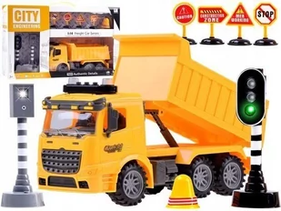 Auto wywrotka i znaki drogowe świeci efekty dźwiękowe samochód ciężarowy - Samochody i pojazdy dla dzieci - miniaturka - grafika 1