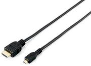 Kable - Equip Kabel High Speed HDMI to microHDMI 2m adapter cable S/S black - 1193 (KD-R469EY) - miniaturka - grafika 1