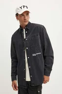 Koszule męskie - Karl Lagerfeld Jeans koszula jeansowa męska kolor czarny regular z kołnierzykiem klasycznym 245D1602 - miniaturka - grafika 1