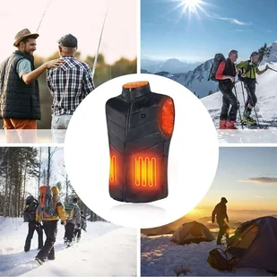 Kamizelka ogrzewana damska męska kurtka bezrękawnik USB pikowana podgrzewana elektryczna zimowa Unisex rozmiar XL czarna - Części i akcesoria do laptopów - miniaturka - grafika 8