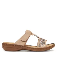 Klapki i japonki damskie - Klapki Rieker 608K2-31 Beżowy - miniaturka - grafika 1