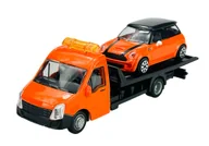 Samochody i pojazdy dla dzieci - BBURAGO LAWETA + MINI COOPER S POMARAŃCZOWY 1:43 - miniaturka - grafika 1
