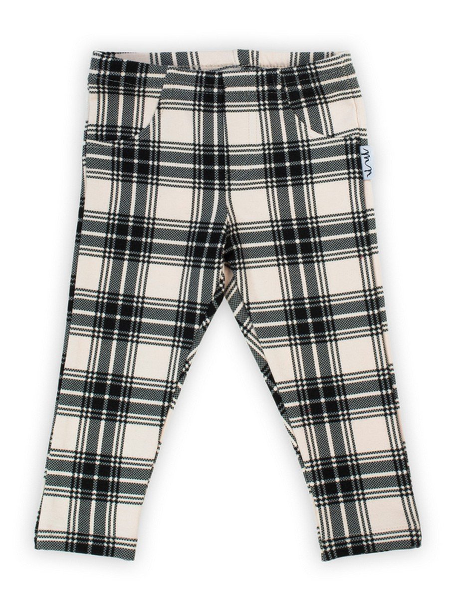 Dziewczęce legginsy dresowe w kratkę beżowe Nicol,r.80