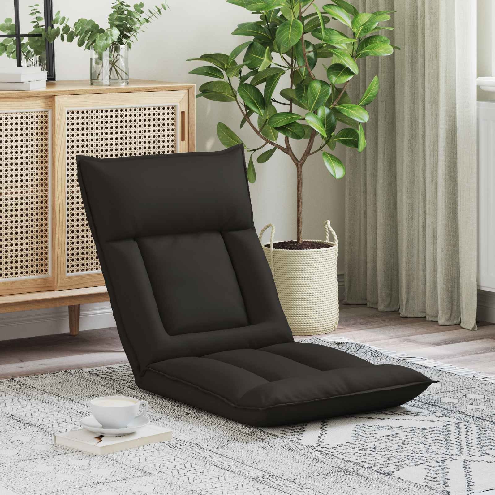 vidaXL vidaXL Krzesło na podłogę Czarny 55 x 61 x 70 cm Skóra ekologiczna