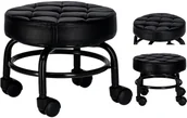 Krzesła i taborety kosmetyczne - Taboret kosmetyczny fryzjerski do pedicure okrągły hoker do salonu czarny - miniaturka - grafika 1