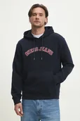 Bluzy męskie - Guess Jeans bluza bawełniana męska kolor granatowy z kapturem z aplikacją M5RQ44 KCPR1 - miniaturka - grafika 1