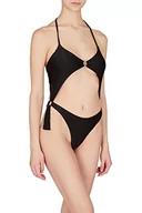 Stroje kąpielowe - Emporio Armani Swimwear Damski strój kąpielowy Emporio Armani Fringes Lycra One Piece, czarny, S, czarny, S - miniaturka - grafika 1