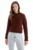 Swetry damskie - DeFacto Sweter normalny krój dla kobiet - sweter z golfem dla topów damski (brązowy, XXL), brązowy, XXL - miniaturka - grafika 1