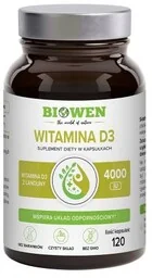 Witamina D3 4000 IU z Lanoliny Biowen 120 Kapsułek Naturalne Wsparcie Odporności i Zdrowych Kości - Witaminy i minerały - miniaturka - grafika 1
