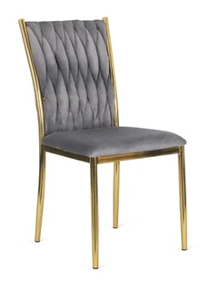 Szare welurowe krzesło plecione glamour E4-L07 - Krzesła - miniaturka - grafika 1