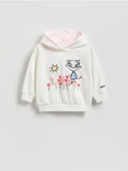 Bluzy dla dziewczynek - Reserved - Bluza Kicia Kocia - złamana biel - miniaturka - grafika 1