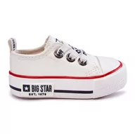 Buty dla dziewczynek - BIG STAR SHOES Dziecięce Skórzane Trampki Big Star KK374040 Białe - miniaturka - grafika 1