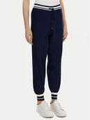 Spodnie damskie - Fracomina Spodnie dzianinowe FJ25SV2001K41601 Granatowy Regular Fit - miniaturka - grafika 1