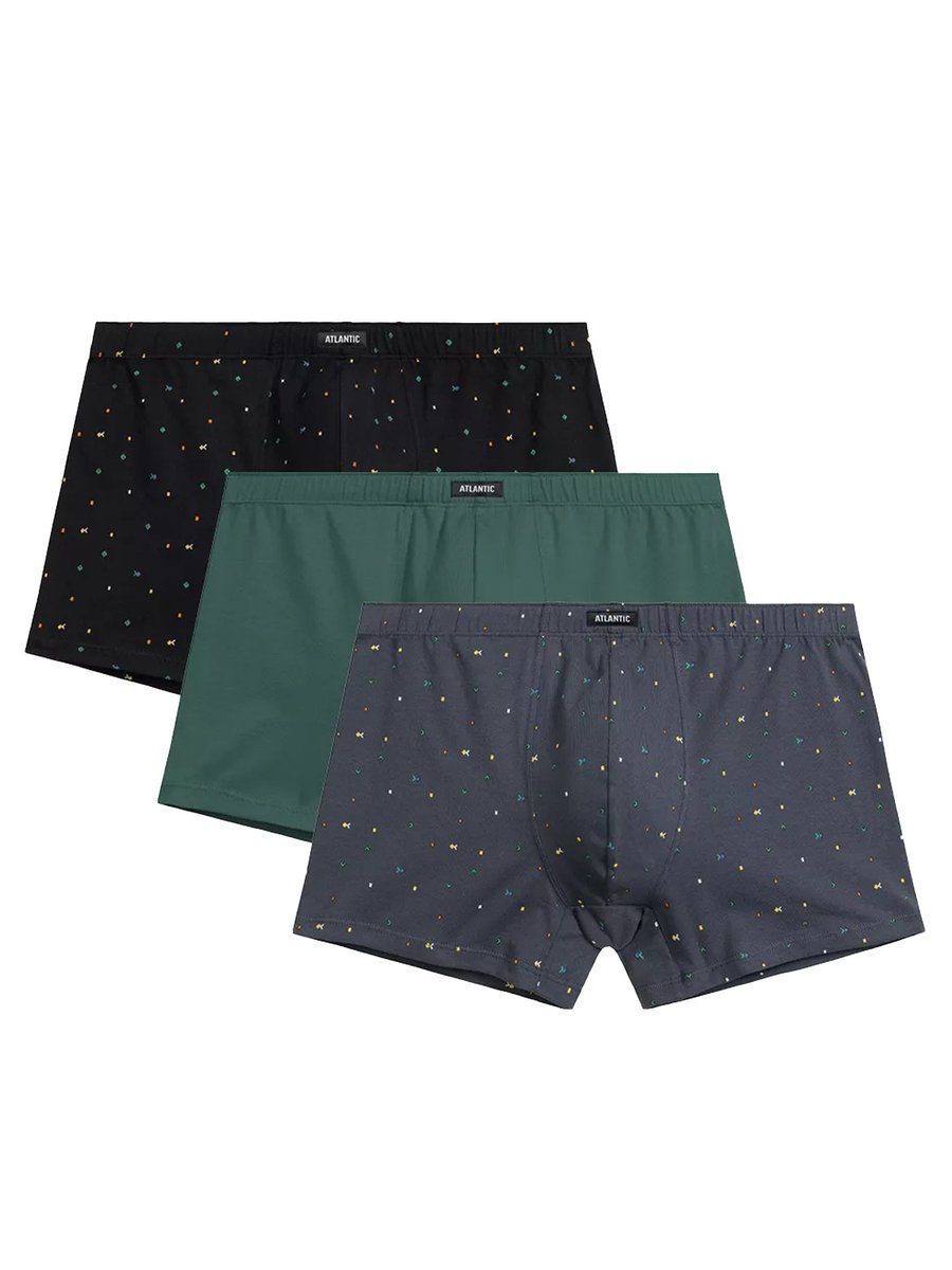 Ciemne bokserki męskie 3-pak z nadrukiem Tetris Atlantic - maksimum wygody