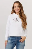 Bluzy damskie - CALVIN KLEIN JEANS Biała bluza damska z kapturem, Wybierz rozmiar S - Calvin Klein - miniaturka - grafika 1