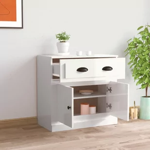 Szafka, biała z połyskiem, 70x35,5x67,5 cm Lumarko! - Szafki do salonu - miniaturka - grafika 4