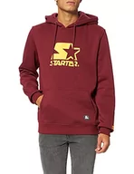 Bluzy męskie - STARTER BLACK LABEL Męska bluza z kapturem z klasycznym nadrukiem logo i naszywką, bluza z kapturem i kieszenią na brzuch, 8 kolorów, rozmiary od XS do XXL, port, XL - miniaturka - grafika 1