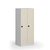 Szafki BHP - Szafa ubraniowa obniżona 2-drzwiowa, 1500 x 600 x 500 mm, zamek kodowy, drzwi laminowane, brzoza - miniaturka - grafika 1