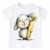 Koszulki dla dziewczynek - Koszulka z zajączkiem i marchewką na Dzień Marchewki - marchewka13-25 - miniaturka - grafika 1