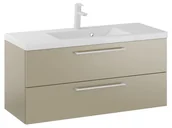 Szafki łazienkowe - Szafka Wisząca Z Umywalką RON 100 cm - Cappuccino Mat - Uchwyty Białe Matowe - miniaturka - grafika 1