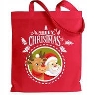 Torby i wózki na zakupy - TORBA BAWEŁNIANA SHOPER ŚWIĄTECZNY PREZENT CZERWONA A MARRY CHRISTMAS WZ - miniaturka - grafika 1