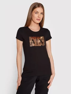 Koszulki i topy damskie - Giorgio Armani Exchange T-Shirt 8NYTDL YJ73Z 6231 Czarny Slim Fit - grafika 1