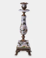 Świeczniki - Porcelanowy Świecznik Pojedynczy z Kwiatami Biały - miniaturka - grafika 1