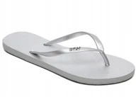 Klapki i japonki damskie - ROXY JAPONKI DAMSKIE SREBRNE Z LOGO 38 ŻKP - miniaturka - grafika 1