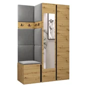 Meble do przedpokoju - Garderoba szafa z lustrem szafka na buty meble do przedpokoju z panelami tapicerowanymi ORION 24 dąb artisan biały grafit - miniaturka - grafika 1