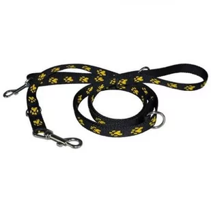 Chaba Smycz taśmowa regulowana czarna w żółte łapki 25mm 270cm - Smycze dla psów - miniaturka - grafika 1