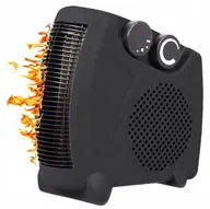 Ogrzewanie przenośne - Termowentylator stojąco-leżący z termostatem Czarny grzejnik elektryczny - miniaturka - grafika 1
