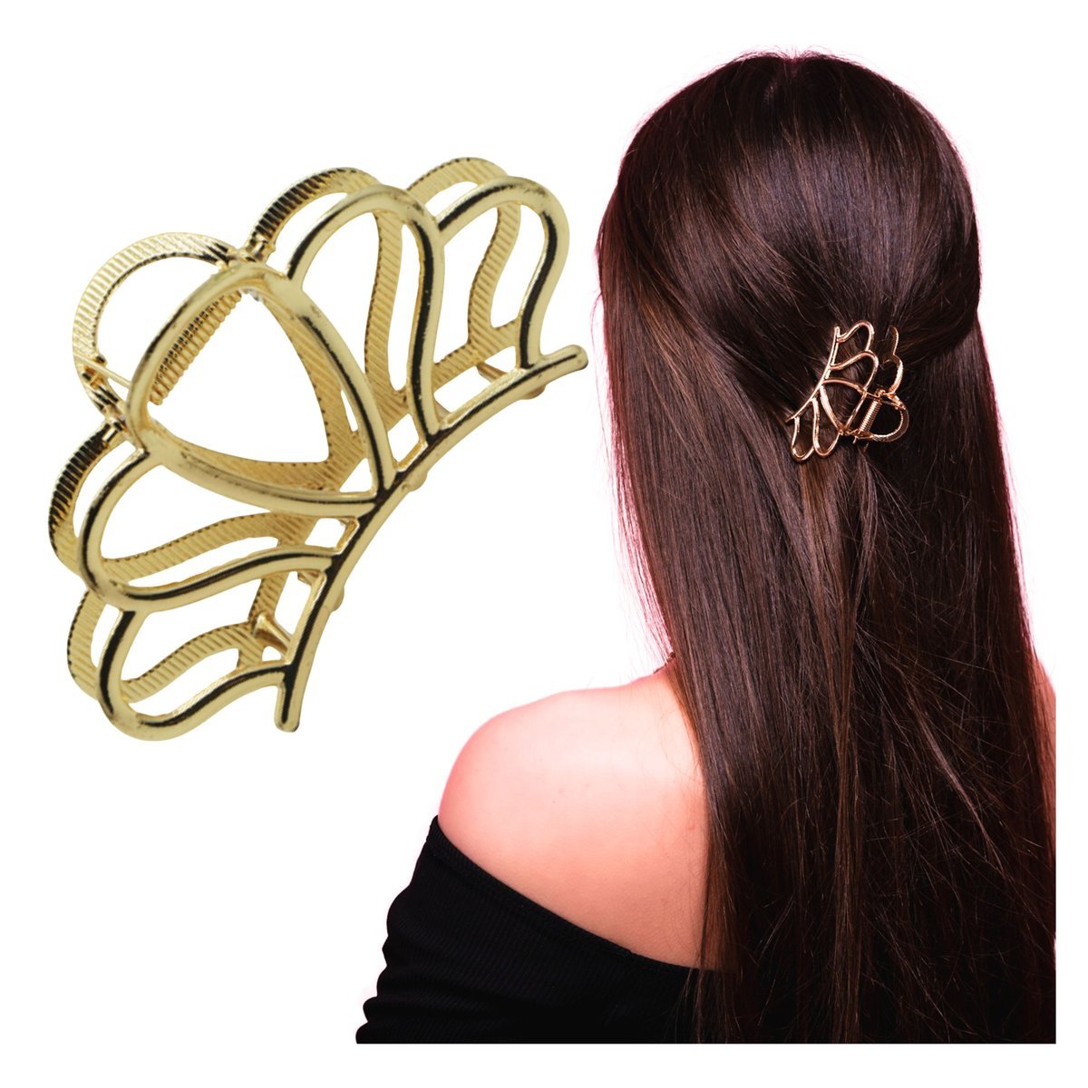 Klamra do Włosów Złota Duża Spinka Muszelka Metalowa Lekka i Wytrzymała