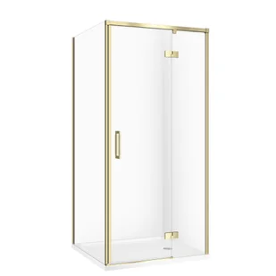 Kabina prysznicowa Cersanit Larga 80x80x195 kwadratowa złoty mat transparentne z brodzikiem tako slim 4cm biały S601-454 - Kabiny prysznicowe - miniaturka - grafika 1
