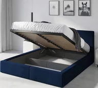 Łóżka - łóżko 120x200 tapicerowane z pojemnikiem i materacem kolor Niebieski od Interbeds - miniaturka - grafika 1