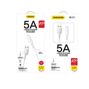 Dudao wytrzymały przewód kabel USB / micro USB 5 A 1 m biały (L7S white) - Kable USB - miniaturka - grafika 3