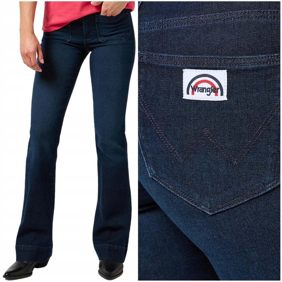 Wrangler Flare Psyche wysokie damskie spodnie jeansowe dzwony W31 L32