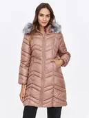 Kurtki damskie - Ciepła różowa kurtka z futerkiem - miniaturka - grafika 1