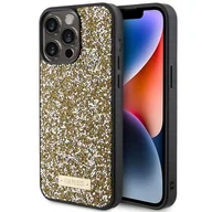 Etui i futerały do telefonów - Guess GUHCP15XPFGSBSD iPhone 15 Pro Max 6.7" żółty/yellow hardcase Rhinestone Metal Logo - miniaturka - grafika 1