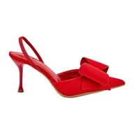 Czółenka - Szpilki Z Odkrytymi Piętami I Kokardką Czerwone - Inna marka - miniaturka - grafika 1