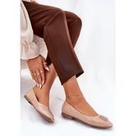 Baleriny - Lakierowane Eleganckie Baleriny Damskie Z Ozdobnym Detalem Vinceza 17377 Beżowe beżowy - miniaturka - grafika 1